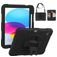 Mobigear SureGrip Coque iPad 11 (2025) Coque arrière en Plastique rigide,Silicone + Porte-crayon + Bandoulière + Support Amovible - Noir