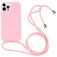 Mobigear Lanyard iPhone 16 Pro Coque avec cordon en Silicone - Rose