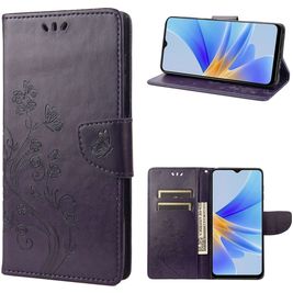 Mobigear Flowers Housse OPPO A17 Etui Porte-Monnaie - Violet