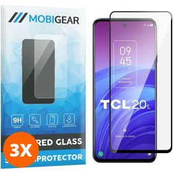 Mobigear Premium TCL 20 5G Verre trempé Protection d'écran - Compatible Coque - Noir (Lot de 3)