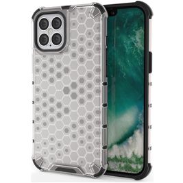 Mobigear Honeycomb Coque Transparente iPhone 12 Coque arrière Rigide Anti-Chocs - Transparent