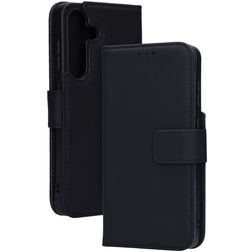 Mobiparts Housse Samsung Galaxy S25 Etui en Cuir Véritable Porte-Monnaie - Noir
