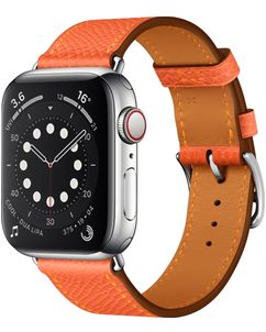 Mobigear Torino Bracelet Cuir Apple Watch Fermeture boucle ardillon - 42/41/40/38 mm - Orange
