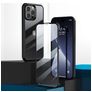 Valenta Full Cover Coque iPhone 14 Pro Max Coque arrière en Verre trempé Anti-Chocs - Transparent / Noir