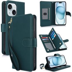 Mobigear Wallet Housse iPhone 15 Etui Porte-Monnaie - Vert