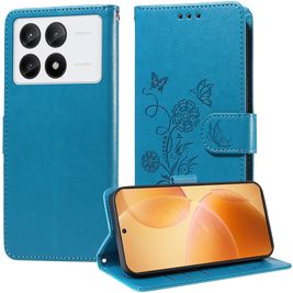 Mobigear Flowers Housse POCO X6 Pro Etui Porte-Monnaie - Bleu