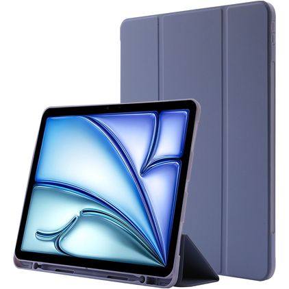 Mobigear Tri-Fold Gel Coque iPad Air 11 Pouces (2024) Etui en TPU,Similicuir + Porte-crayon - Violet