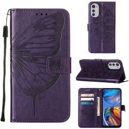 Mobigear Butterfly Housse Motorola Moto E32 Etui Porte-Monnaie - Violet