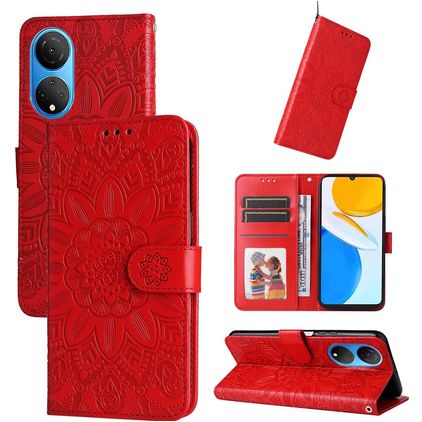 Mobigear Sunflower Housse HONOR X7 Etui Porte-Monnaie - Rouge
