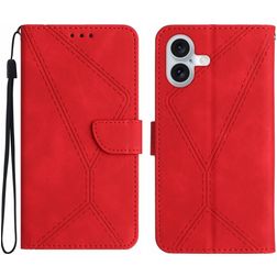 Mobigear Stitch Housse iPhone 17 Etui Porte-Monnaie - Rouge