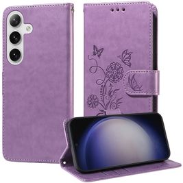 Mobigear Flowers Housse Samsung Galaxy S25 Plus Etui Porte-Monnaie - Violet