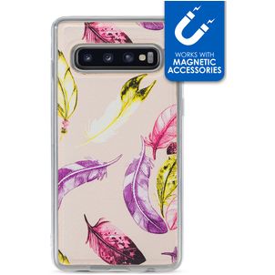 My Style Magneta Coque Samsung Galaxy S10 Coque arrière en TPU Souple - Feathers