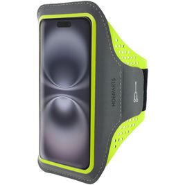Mobiparts Comfort Fit Brassard Téléphone iPhone 16 Brassard Coque de Sport en Neoprène - Neon Green