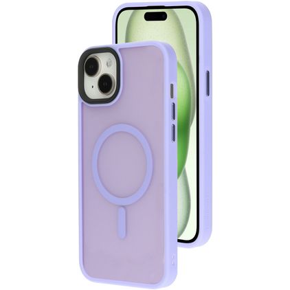 Mobiparts Hardcover Coque iPhone 15 Plus MagSafe Coque arrière Rigide - Satin Lila