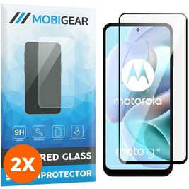 Mobigear Premium Motorola Moto G41 Verre trempé Protection d'écran - Compatible Coque - Noir (Lot de 2)