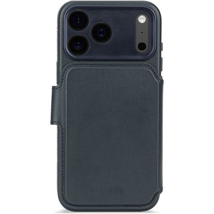 Decoded Detachable Wallet Housse iPhone 17 Pro Max MagSafe Etui avec Coque Détachable en Cuir Véritable Porte-Monnaie - Navy Shadow