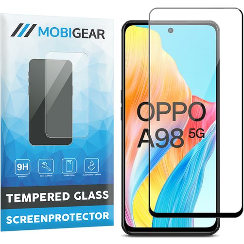 Mobigear Premium OPPO A98 Verre trempé Protection d'écran - Compatible coque - Noir