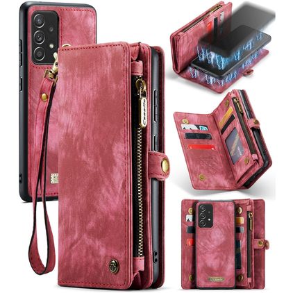 Caseme 008 Housse Samsung Galaxy A52 Etui avec Coque Détachable Porte-Monnaie - Rouge