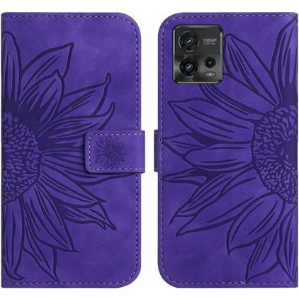 Mobigear Sunflower Motorola Moto G72 Étui Portefeuille - Violet