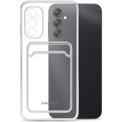 Mobilize Gelly Card Coque Transparente Samsung Galaxy A34 Coque arrière en TPU Souple avec Porte-Cartes - Transparent