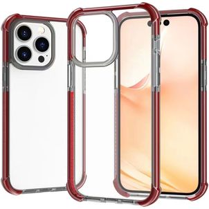 Mobigear Full Bumper Coque iPhone 14 Pro Coque arrière Rigide Anti-Chocs - Transparent / Rouge