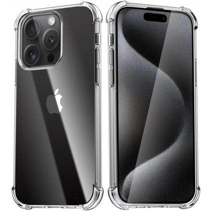 Mobigear Cushion Transparent iPhone 15 Pro TPU souple Coque arrière Antichoc - Transparent
