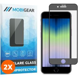 Mobigear Premium iPhone SE (2022) Verre trempé Protection d'écran - Compatible Coque - Noir (Lot de 2)