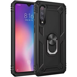 Mobigear Armor Ring Xiaomi Mi 9 Plastique rigide Coque arrière Antichoc avec bague de maintien - Noir
