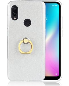 Mobigear Glitter Ring Coque Xiaomi Redmi 7 Coque arrière en TPU Souple avec Anneau-Support - Argent