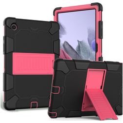 Mobigear ShieldStand Coque Samsung Galaxy Tab A8 10.5 (2021) Coque arrière en Plastique rigide,Silicone + Support Amovible - Noir / Rouge