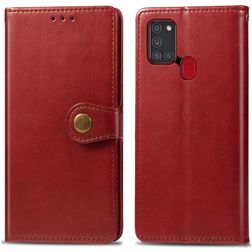 Mobigear Snap Button Samsung Galaxy A21s Étui Portefeuille - Rouge