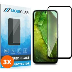 Mobigear Premium Google Pixel 8a Verre trempé Protection d'écran - Compatible Coque - Noir (Lot de 3)