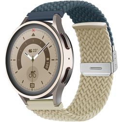 Mobigear Braided Dual Bracelet Nylon Smartwatch Fermeture à pince - Connexion universelle de 22 mm - Blanc / Dark Blue