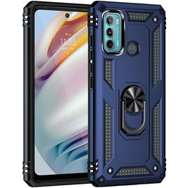 Mobigear Armor Ring Coque Motorola Moto G60 Coque arrière Rigide Anti-Chocs avec Anneau-Support - Bleu