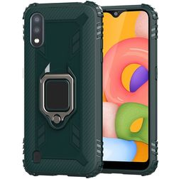 Mobigear Armor Ring Coque Samsung Galaxy A01 Coque arrière en TPU Souple Anti-Chocs avec Anneau-Support - Vert