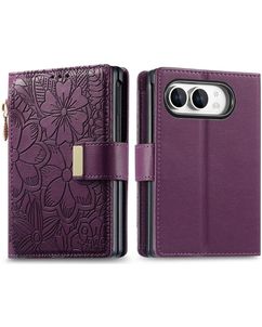 Mobigear Flowers iPhone Duo Étui Portefeuille - Violet