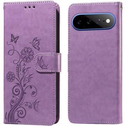 Mobigear Flowers Housse Google Pixel 11 Pro XL Etui Porte-Monnaie - Violet