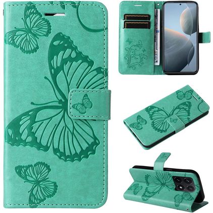 Mobigear Butterfly Xiaomi 14T Étui Portefeuille - Vert