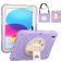 Mobigear SureGrip Coque iPad 11 (2025) Coque arrière en Plastique rigide,Silicone + Porte-crayon + Bandoulière + Support Amovible - Violet