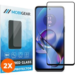Mobigear Premium Motorola Moto G54 Verre trempé Protection d'écran - Compatible Coque - Noir (Lot de 2)