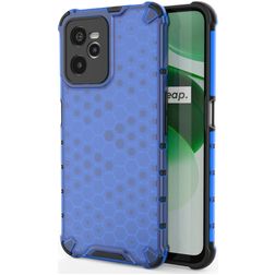 Mobigear Honeycomb Coque Realme C35 Coque arrière Rigide Anti-Chocs - Bleu