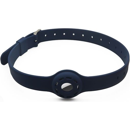 Mobigear Coque Apple AirTag Collier en Silicone Souple - 23.5 - 47.5 cm - Bleu
