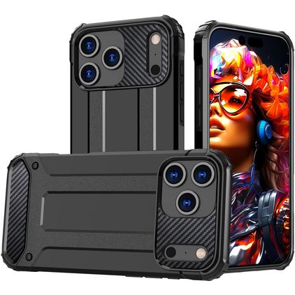 Mobigear Outdoor Coque iPhone 17 Pro Max Coque arrière Rigide Anti-Chocs - Noir