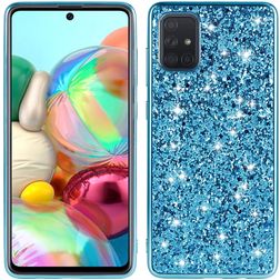 Mobigear Glitter Coque Samsung Galaxy A73 Coque arrière Rigide - Bleu