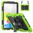 Mobigear SureGrip Xtreme Coque iPad 11 (2025) Coque arrière en Plastique rigide,Silicone + Bandoulière + Support Amovible - Noir / Vert