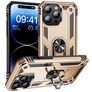 Mobigear Armor Ring Coque iPhone 16 Pro Coque arrière Rigide Anti-Chocs avec Anneau-Support - Or