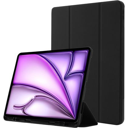 Mobigear Tri-Fold Gel Coque iPad Air 13 Pouces (2024) Etui en TPU,Similicuir + Porte-crayon - Noir
