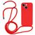 Mobigear Lanyard iPhone 15 Coque avec cordon en Silicone - Rouge