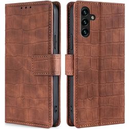 Mobigear Croco Samsung Galaxy A04s Étui Portefeuille - Marron