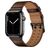 Mobigear Milano Bracelet Cuir Apple Watch Fermeture boucle ardillon - 42/41/40/38 mm - Marron